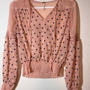 Polka Dot Sheer Pink Blouse